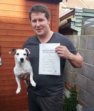 Aaron Pearce passes his driving test in Portsmouth