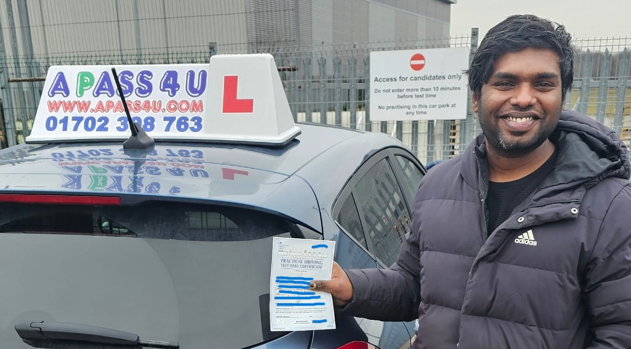 A Basildon driving test pass for Athul J with A Pass 4 U driving instructor Mike M in just one week, Congratulations Athul