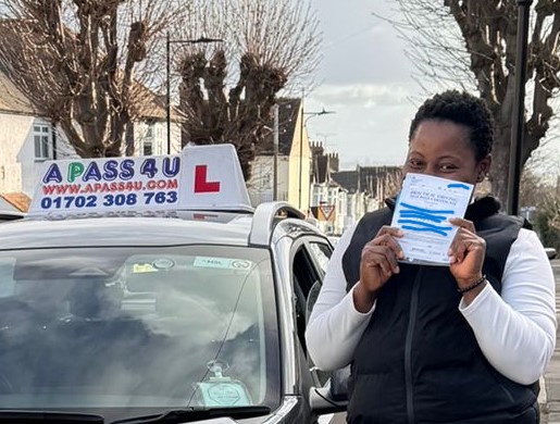 1st time pass for Augusta N in Southend on Sea after a short driving course with driving instructor Roseanne