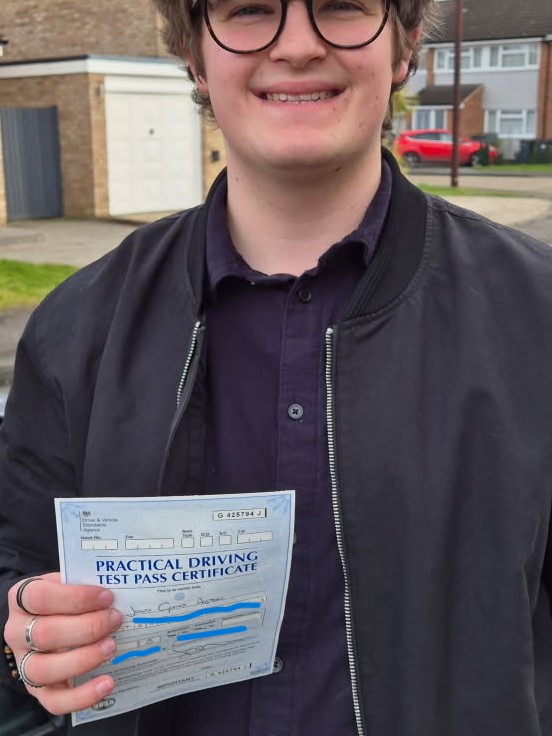 Chelmsford 1st time driving test pass for Joe A with our expert driving instructor Neil C after just one week