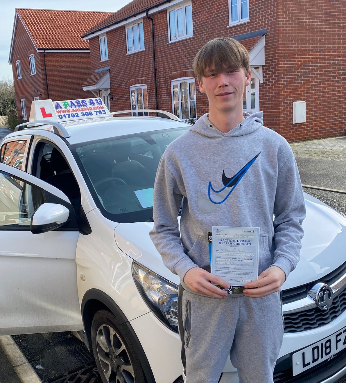 A great result as Lewis T passes his driving test in Southend on Sea this week after a short driving course with A Pass 4 U ADi Vikki F.