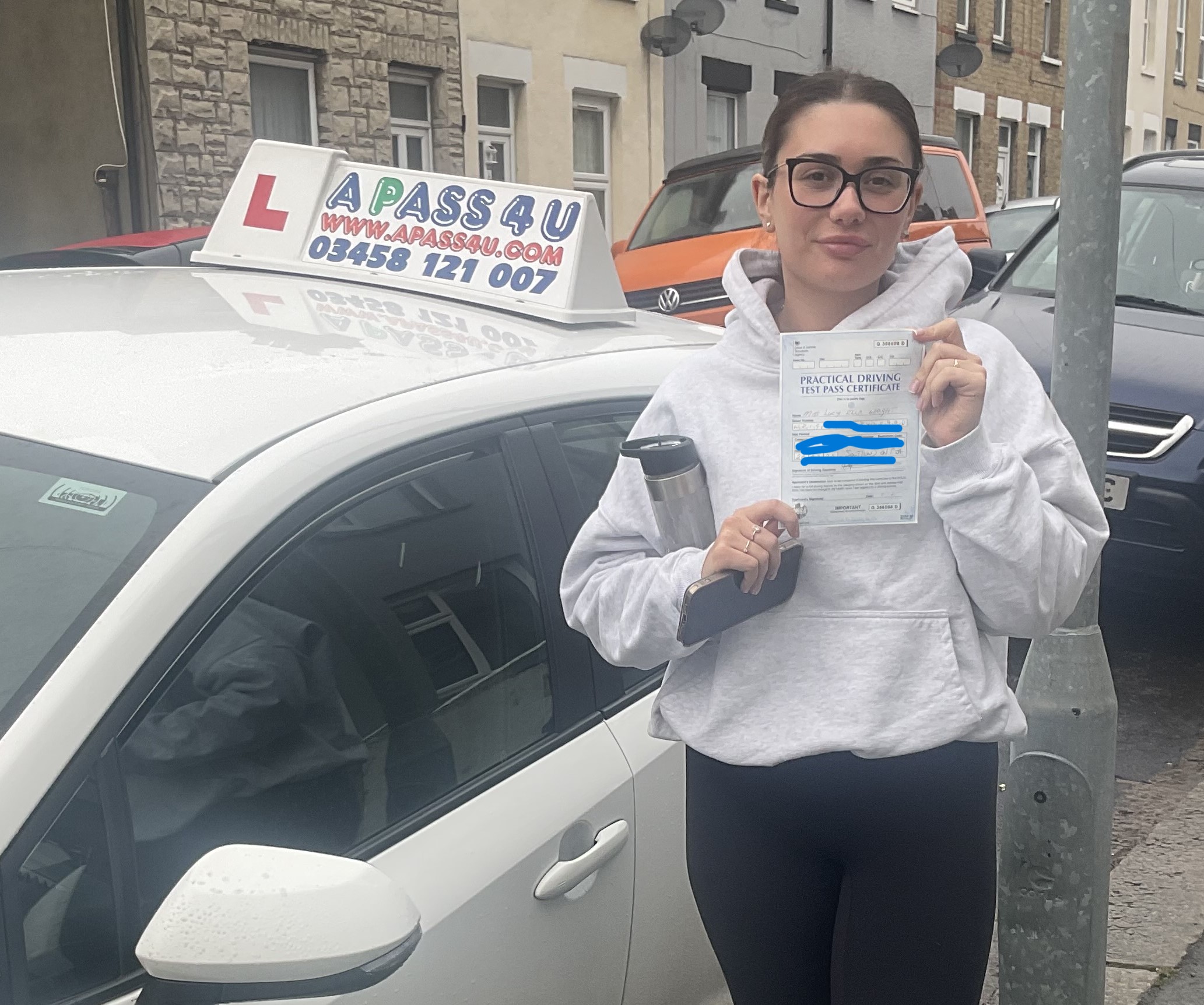 Lucy W passes her driving the test in Southend 1st time a one week automatic driving course with Neil W.