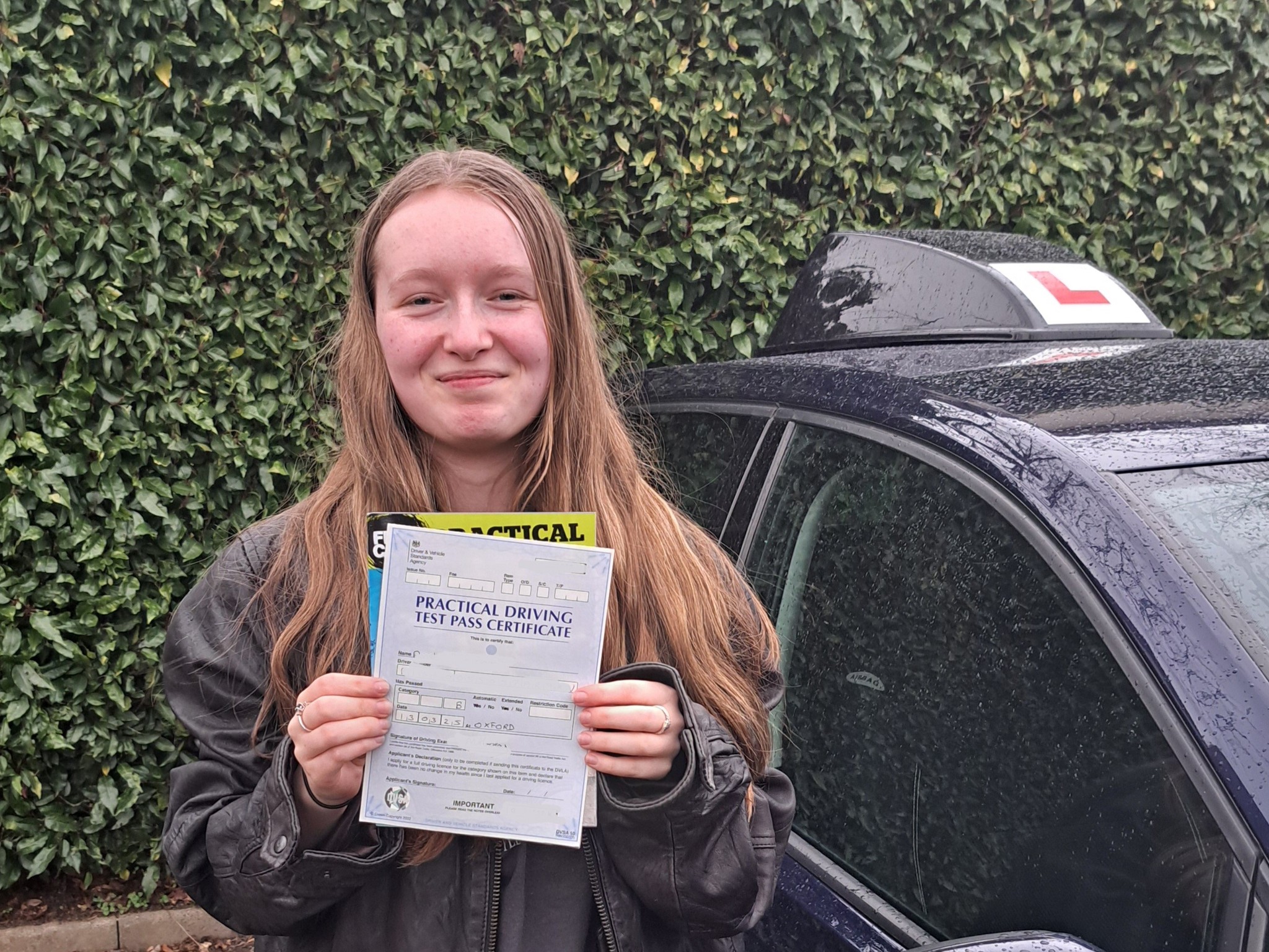 Amelia P driving test pass in Aylesbury 1st time with Mark W-J, what a great result after a one week driving course in and around the area