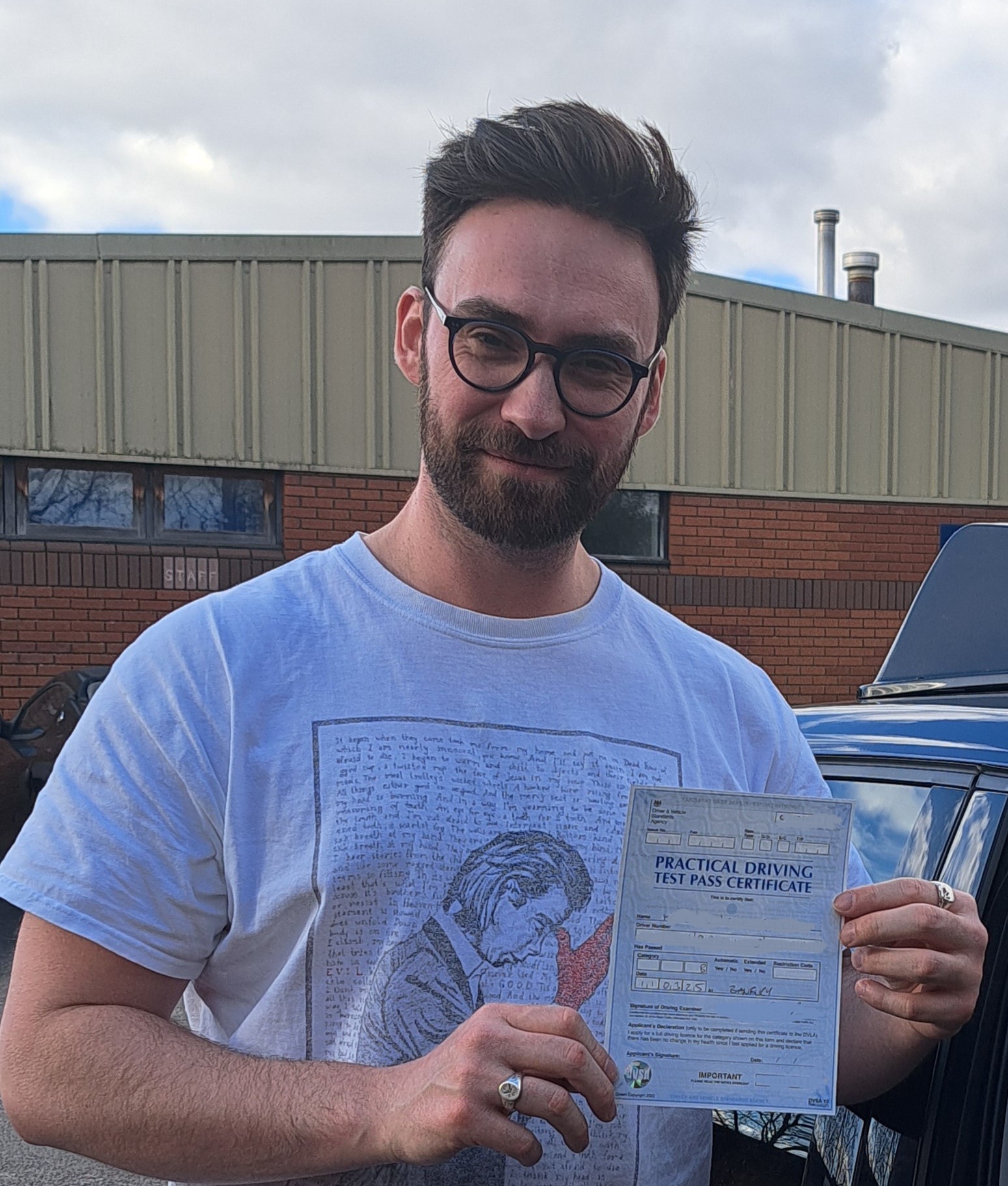 Ffion G passes in Banbury with our impresario driving instructor Mark W-J. Ffion and Mark smashed the DVSA practical driving test